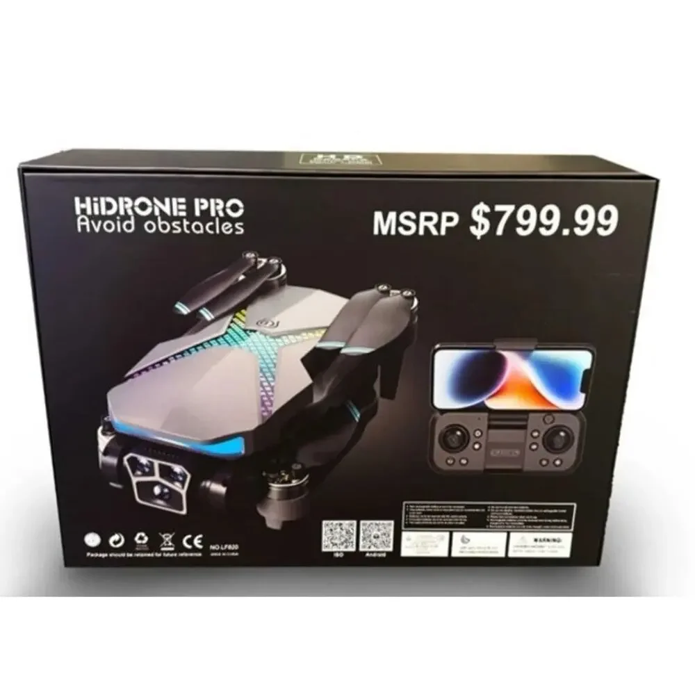 HiDrone Pro Ready‑to‑Fly Drone 1080p HD Camera w/ Obstacle Avoidance New Sealed